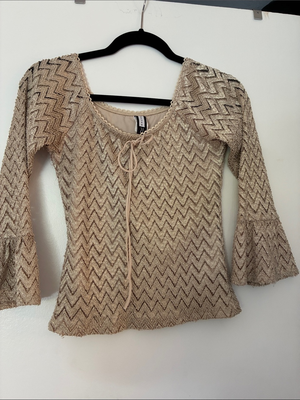 Vintage Forever21 2000sy2k Chevron Knit Bell-Sleeve Women's Top boho